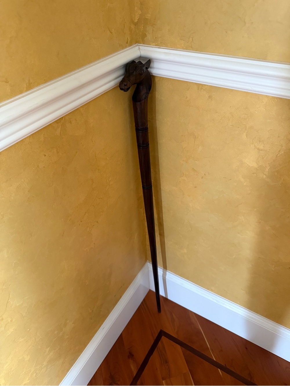 Antique Handcrafted Mahogany Horse Walking Stick
